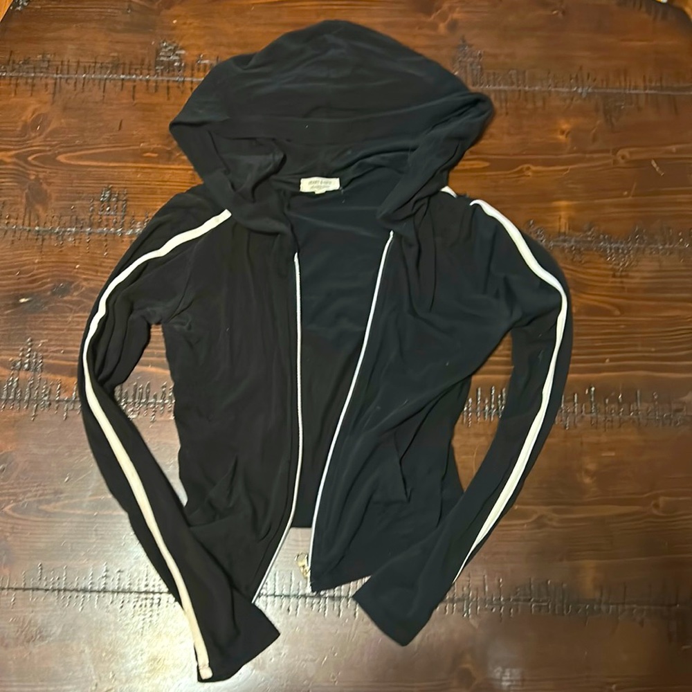 Black and white cropped zip jacket